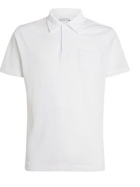 Sunspel Riveria White Short-Sleeve pique Polo